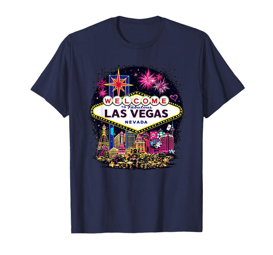 Vintage Las Vegas Nevada Sunset Skyline Cityscape T-Shirt