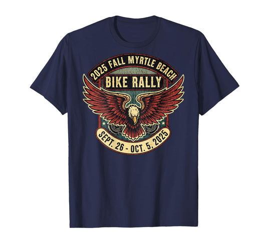 2025 Fall Myrtle Beach Bike Rally with Vintage Art ON Back T-Shirt
