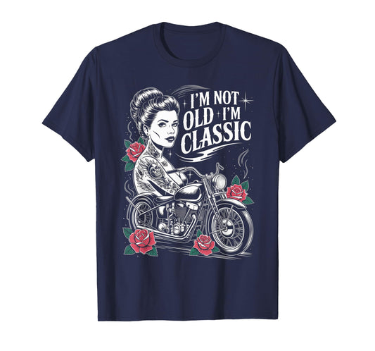 Funny Biker Women Riding Motorcycle Classic Outfit Rider T-Shirt