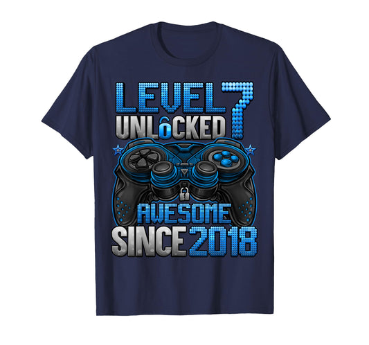 Level 7 Unlocked 7 Year Old Gifts For Boys 7th Birthday Boy T-Shirt