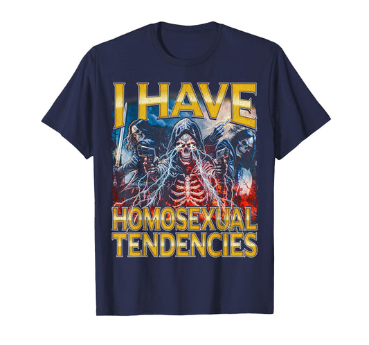 Homosexual Tendencies 80s Horror Bootleg Hard Skeleton Meme T-Shirt