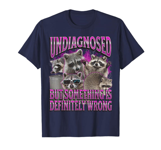 MildlyPerturbed Unisex-Adults Retro Funny Raccoon Meme T-Shirt, Black, Small, Short Sleeve
