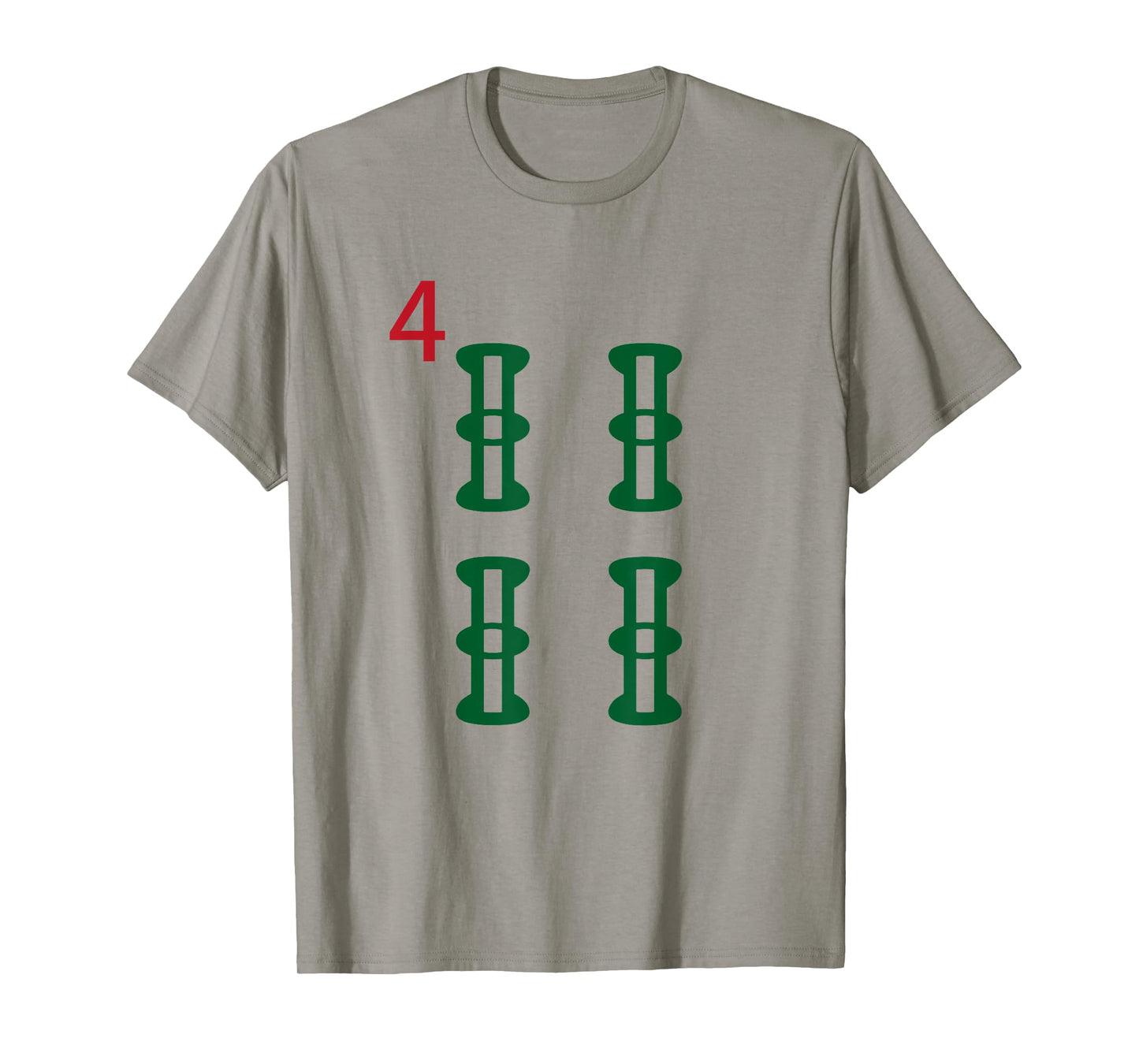Chinese Mah Jong Bamboo Sozu Four Tile Mahjong Costume T-Shirt