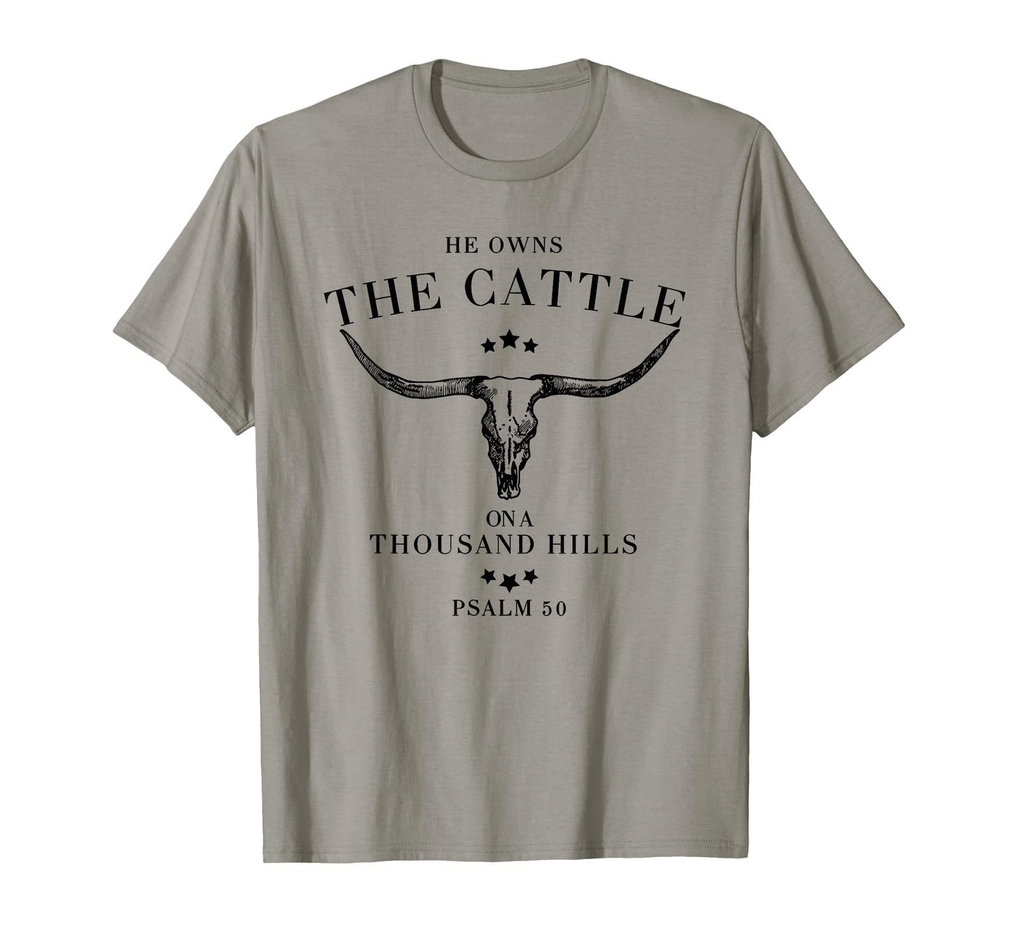 He Owns The Cattle On A Thousand Hills T-Shirt - Blue, White - Unisex-Adults - Small - Cotton 65%, Polyester 35%