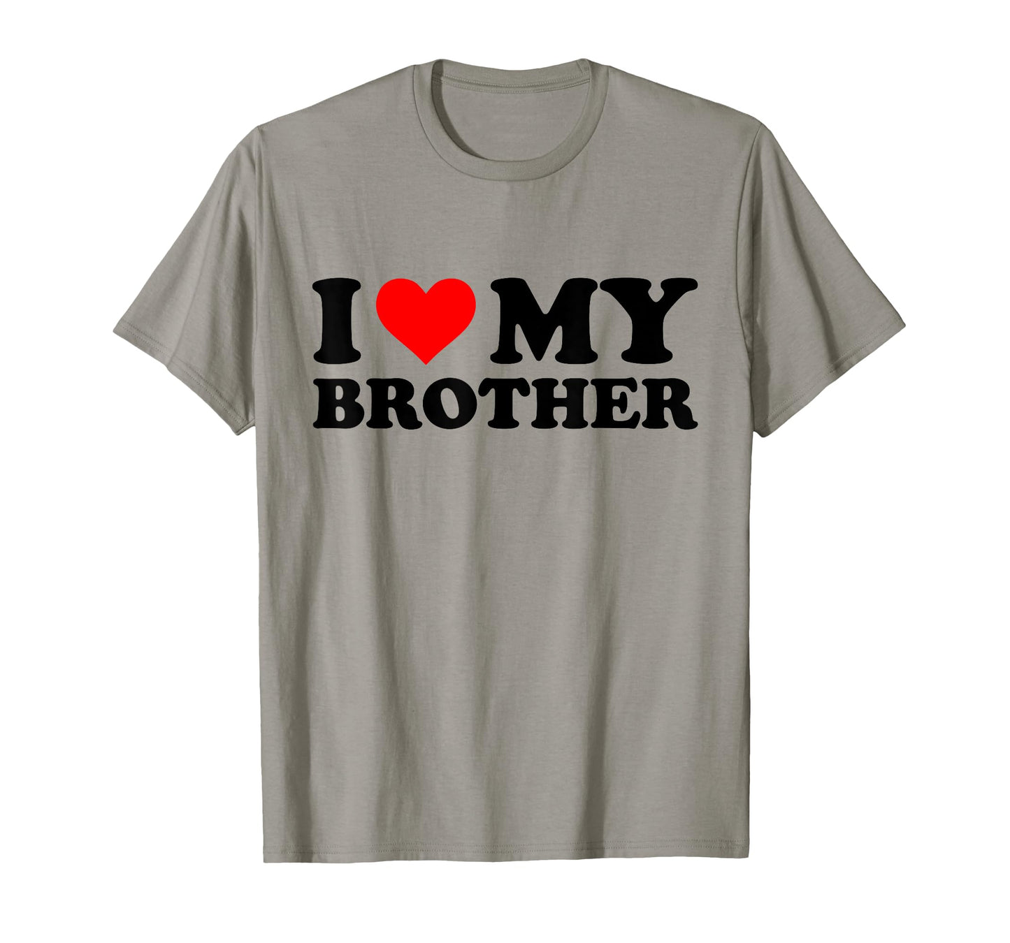 I Heart My Brother Funny Red Heart T-Shirt - I Love My Brother - Unisex-Adults - Grey - Small - Short Sleeve - Classic Fit - Cotton 60%, Polyester 40%
