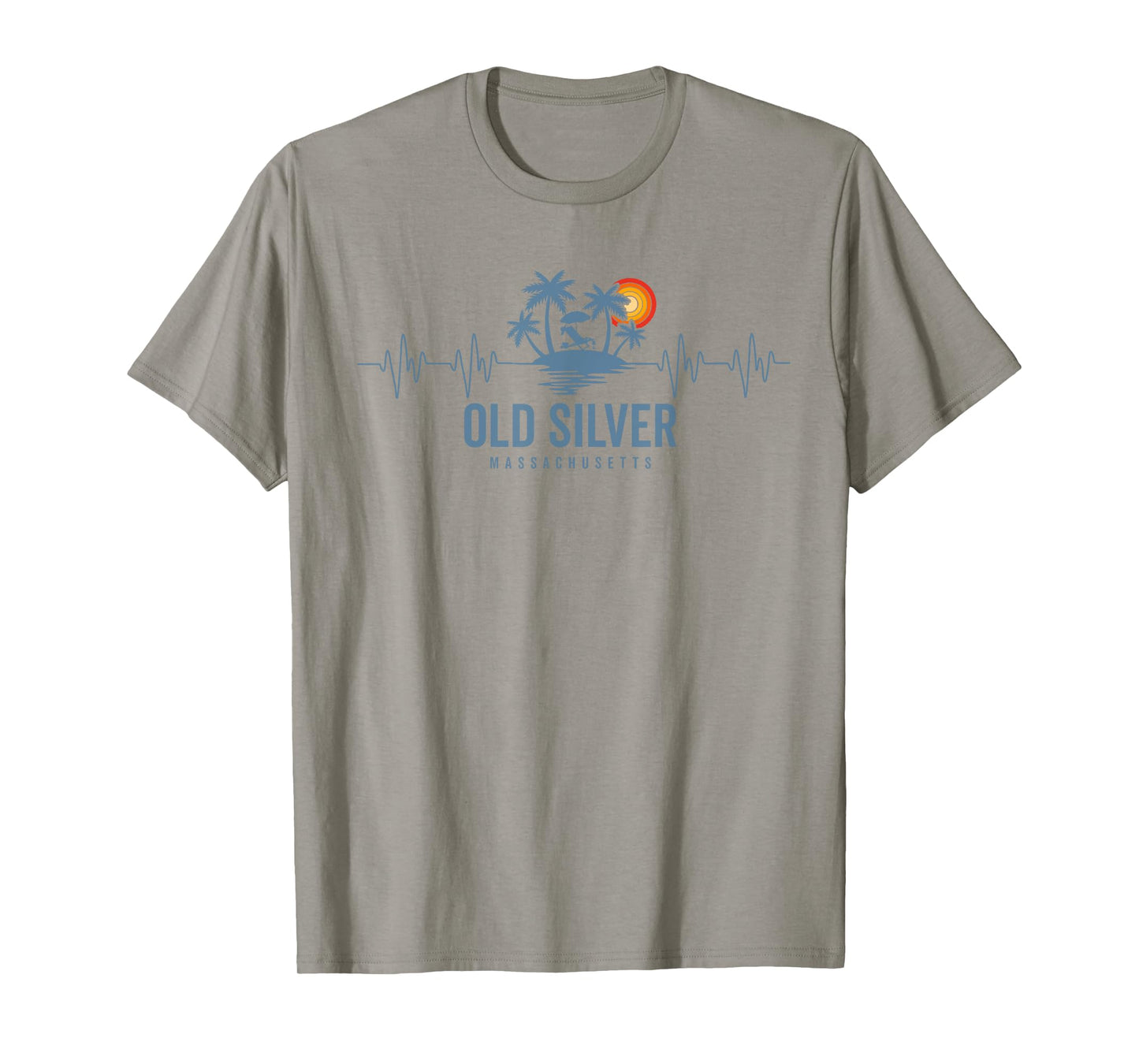 Old Silver Beach Massachusetts Vintage 80s Sunset Heartbeat T-Shirt