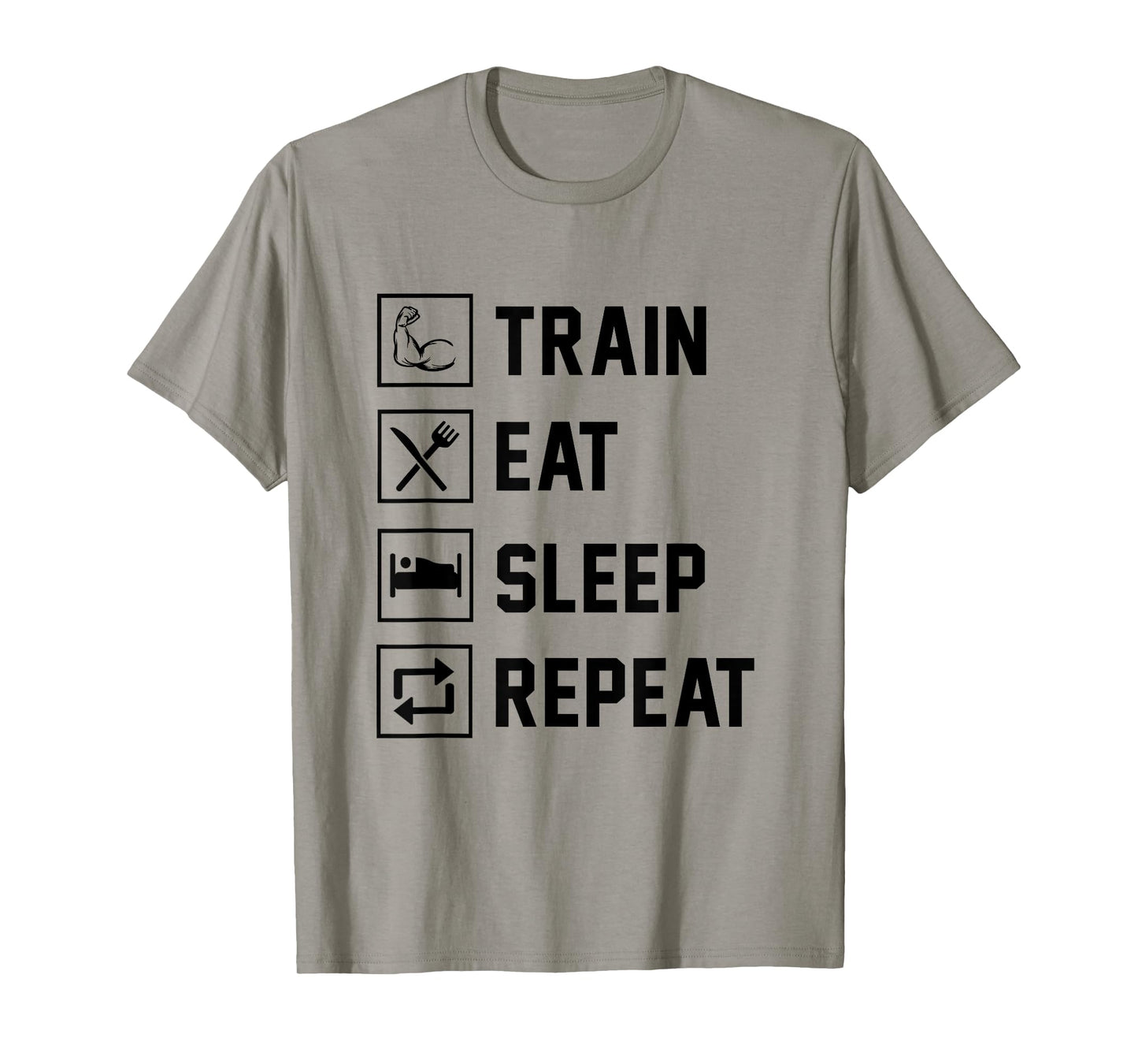 Train Eat Sleep Repeat Gym Fitness Building Muscle Sports T-Shirt