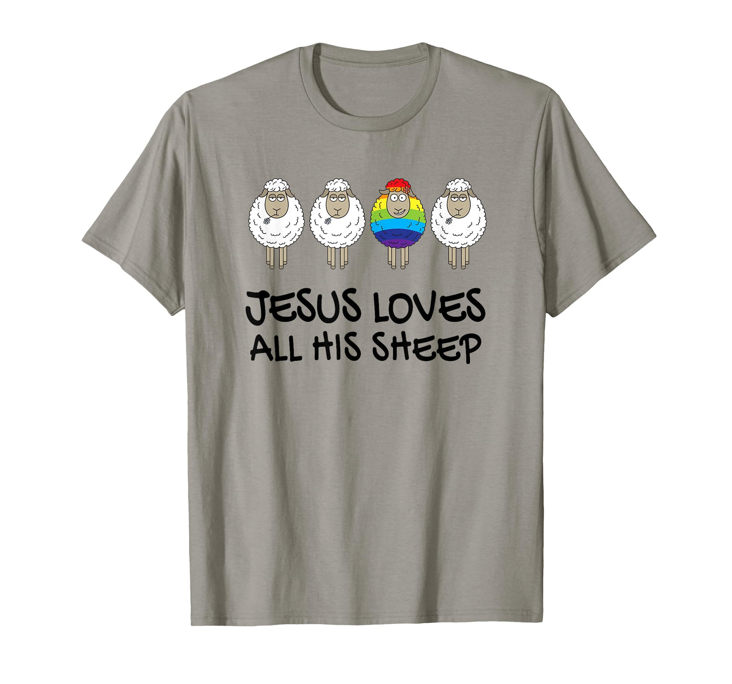 Rainbow Pride Gay Christian LGBTQ+ Jesus Loves All His Sheep T-Shirt