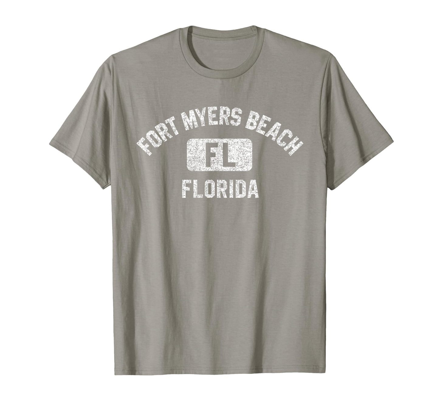 Fort Myers Beach FL Gym Style Pink w Distressed White Print T-Shirt for Men Women Kids