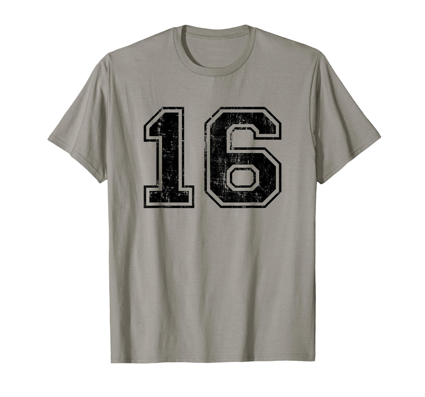 Number 16 Varsity Distressed Vintage Sport Team Player's Fan T-Shirt