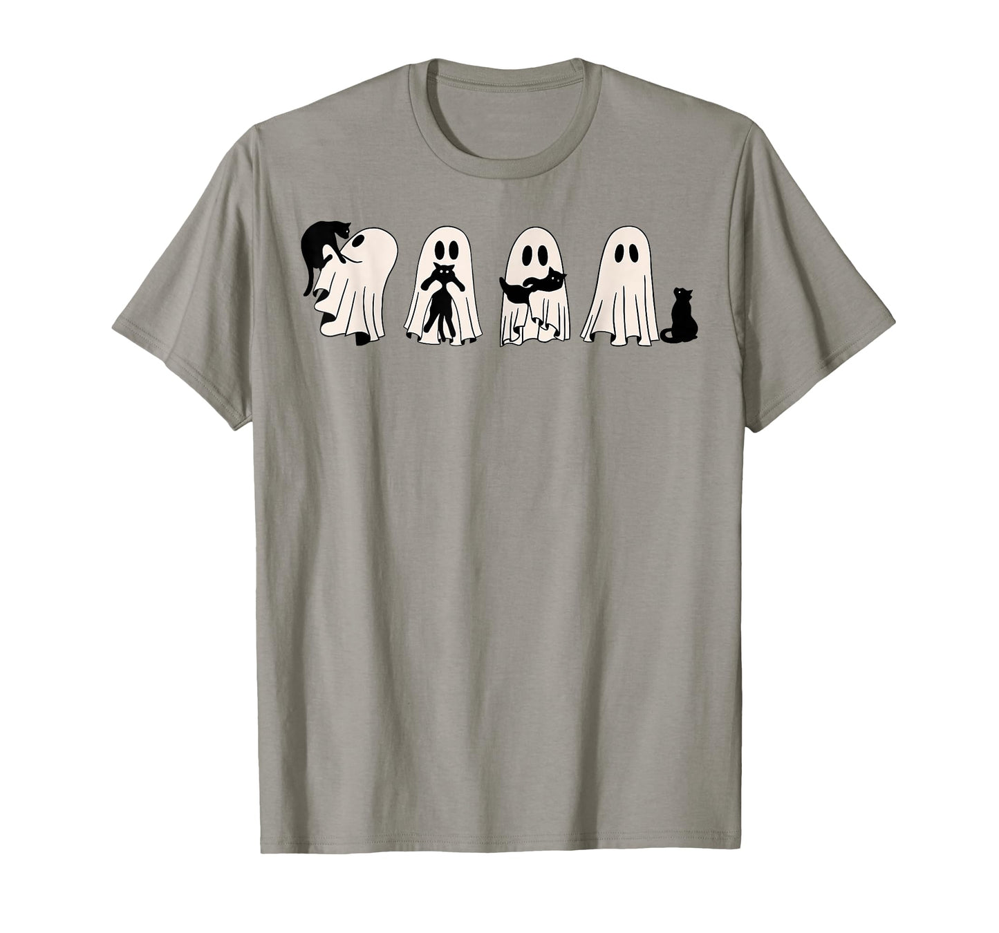 Ghost And Black Cat, Cute Ghost Holding Cat T-Shirt