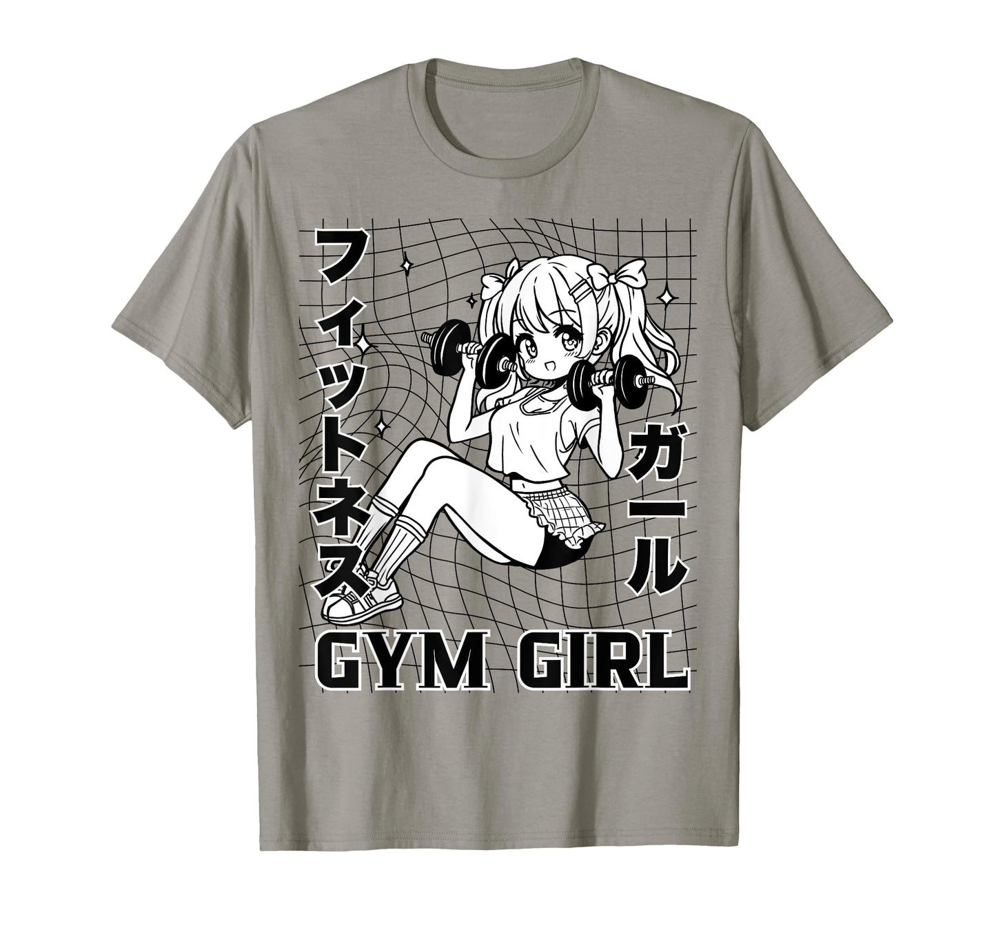 Cute Anime Gym Girl Dumbbells Workout Otaku Fitness Weeaboo T-Shirt