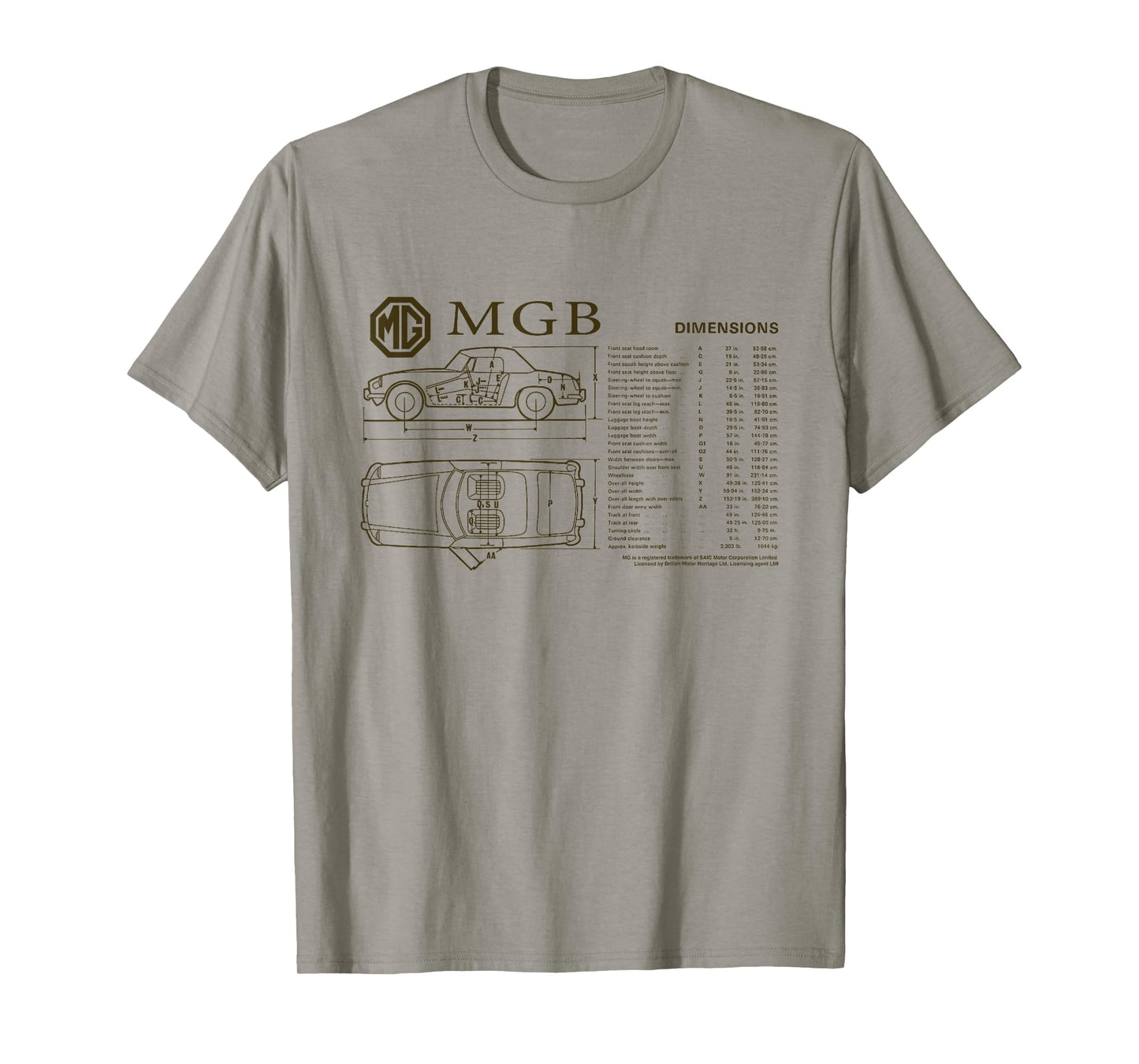 British Motor Heritage MG MGB Car Dimensions T-Shirt