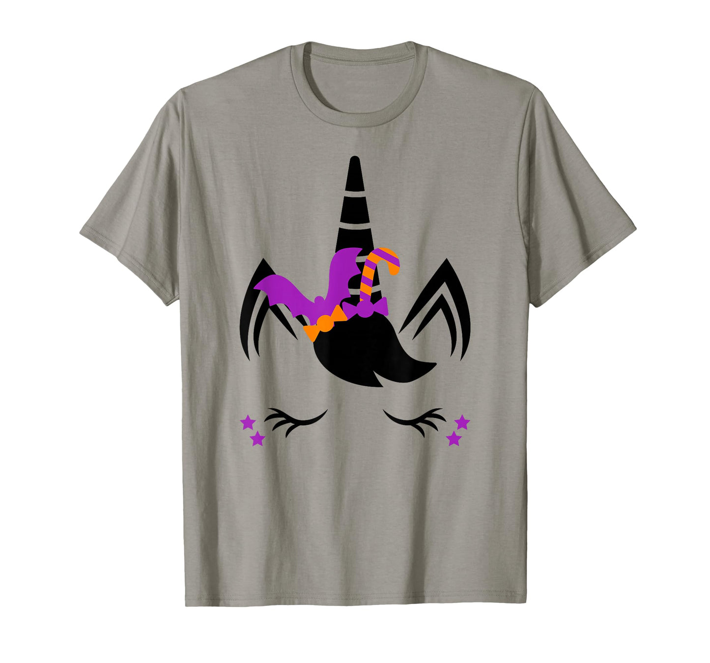 Unicorn Face Eyelashes Bat Candy Scary Halloween Costume T-Shirt