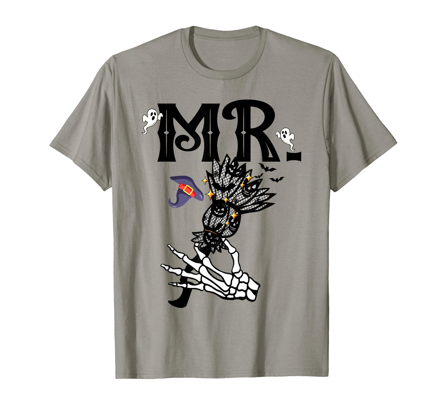 Mr Mrs Couple Skeleton Her Pumpkins His Broomstick Halloween T-Shirt