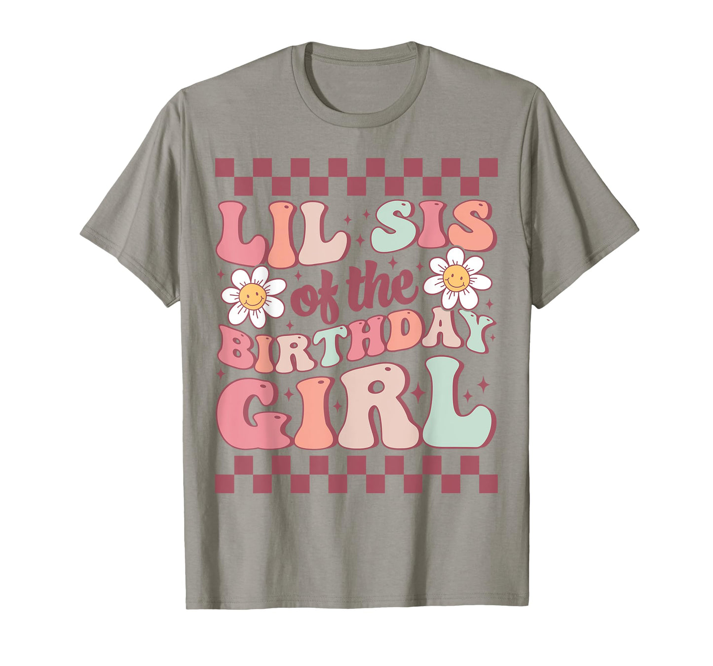 Lil Sis of The Birthday Girl Family Groovy Birthday Party T-Shirt
