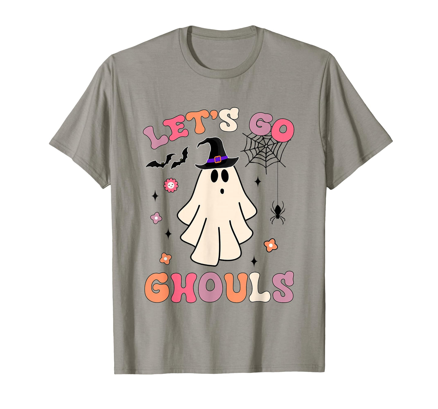 Funny Ghost Spooky Halloween Costume Groovy Let's Go Ghouls T-Shirt
