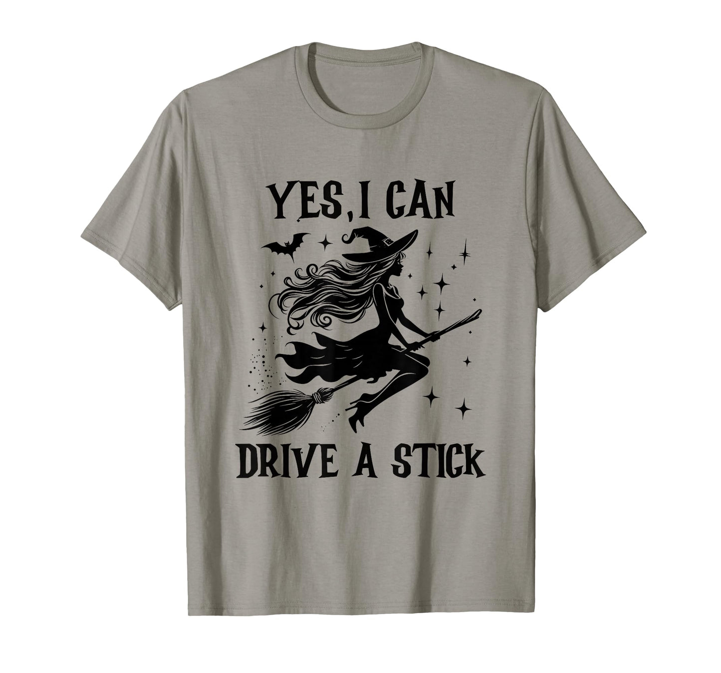 Yes I Can Drive A Stick Flying Witch Halloween Design T-Shirt