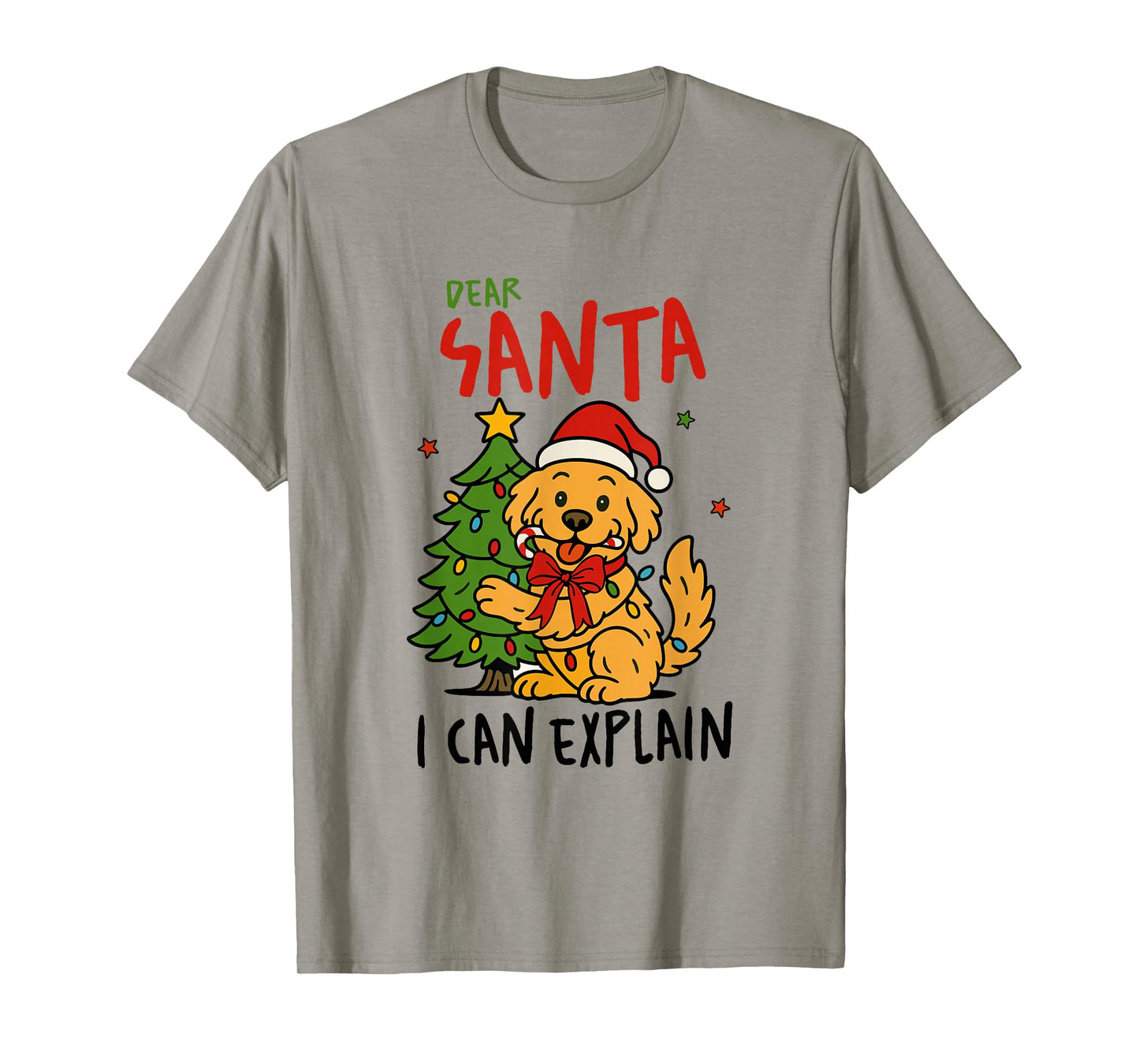 Dear Santa I Can Explain Funny Dog Christmas Tree Cute Xmas T-Shirt