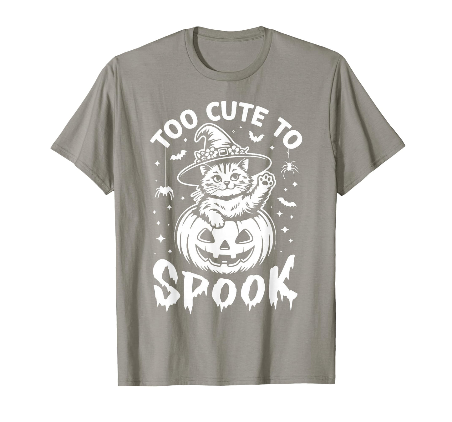 Too Cute to Spook Funny Spooky Halloween Black Cat Pumpkin T-Shirt