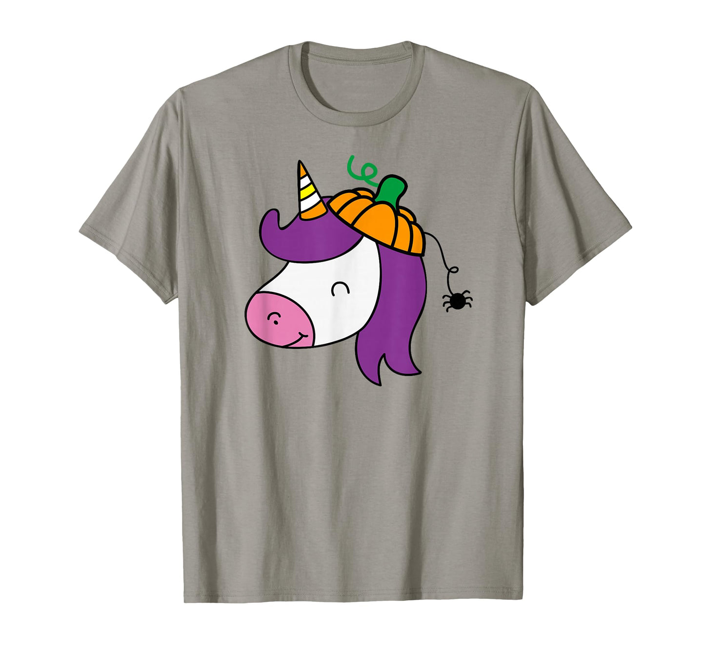 Unicorn Smile Face Head Pumpkin Spider Halloween Costume T-Shirt