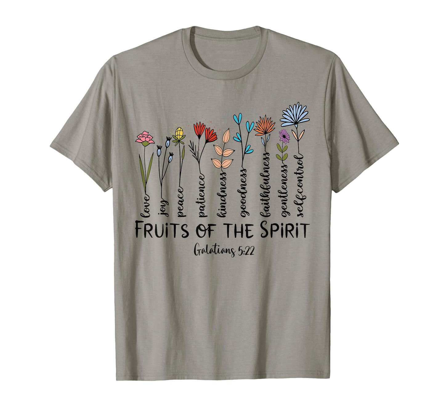 Faith Cross Christ Religious Inspirational Apparel Fruit of The Spirit Christian Faithful Bible Verse Jesus T-Shirt - Grey, Small, Women's Classic Fit, Short Sleeve