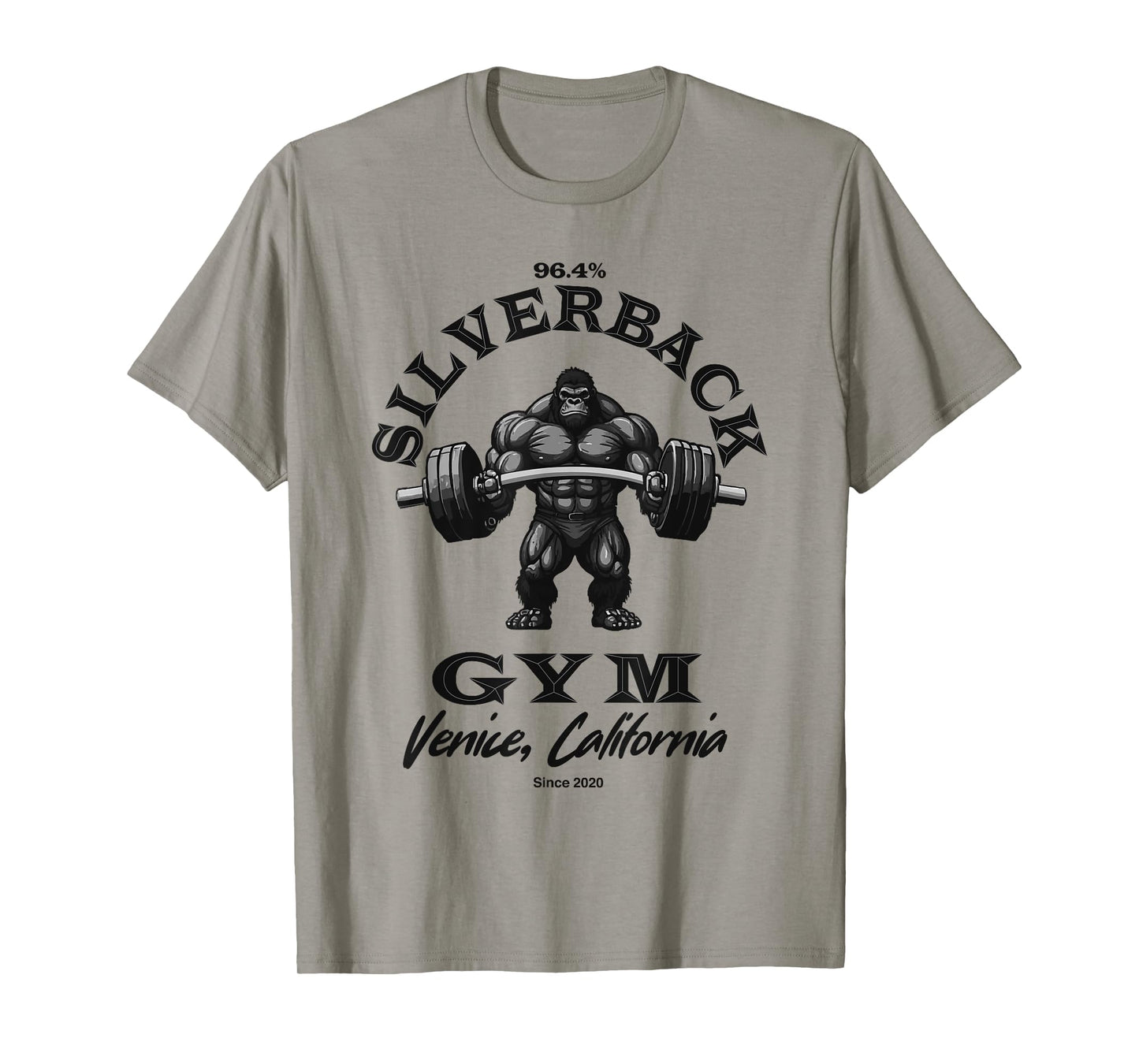 BOEC Gear 96.4% Silverback Gorilla Gym Apparel Body Building Ape T-Shirt, Unisex-Adults, Grey, Small, Short Sleeve, T-Shirt