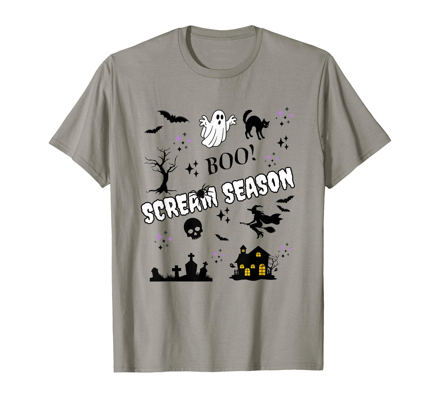 Scream Season Funny Halloween Ghost Spider Bats Witch T-Shirt