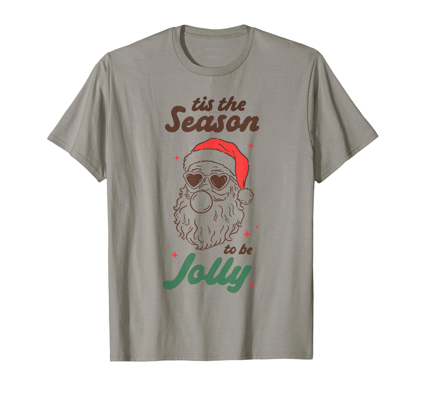 Cool Santa Claus Bubble Gum Heart Glasses Funny Christmas T-Shirt