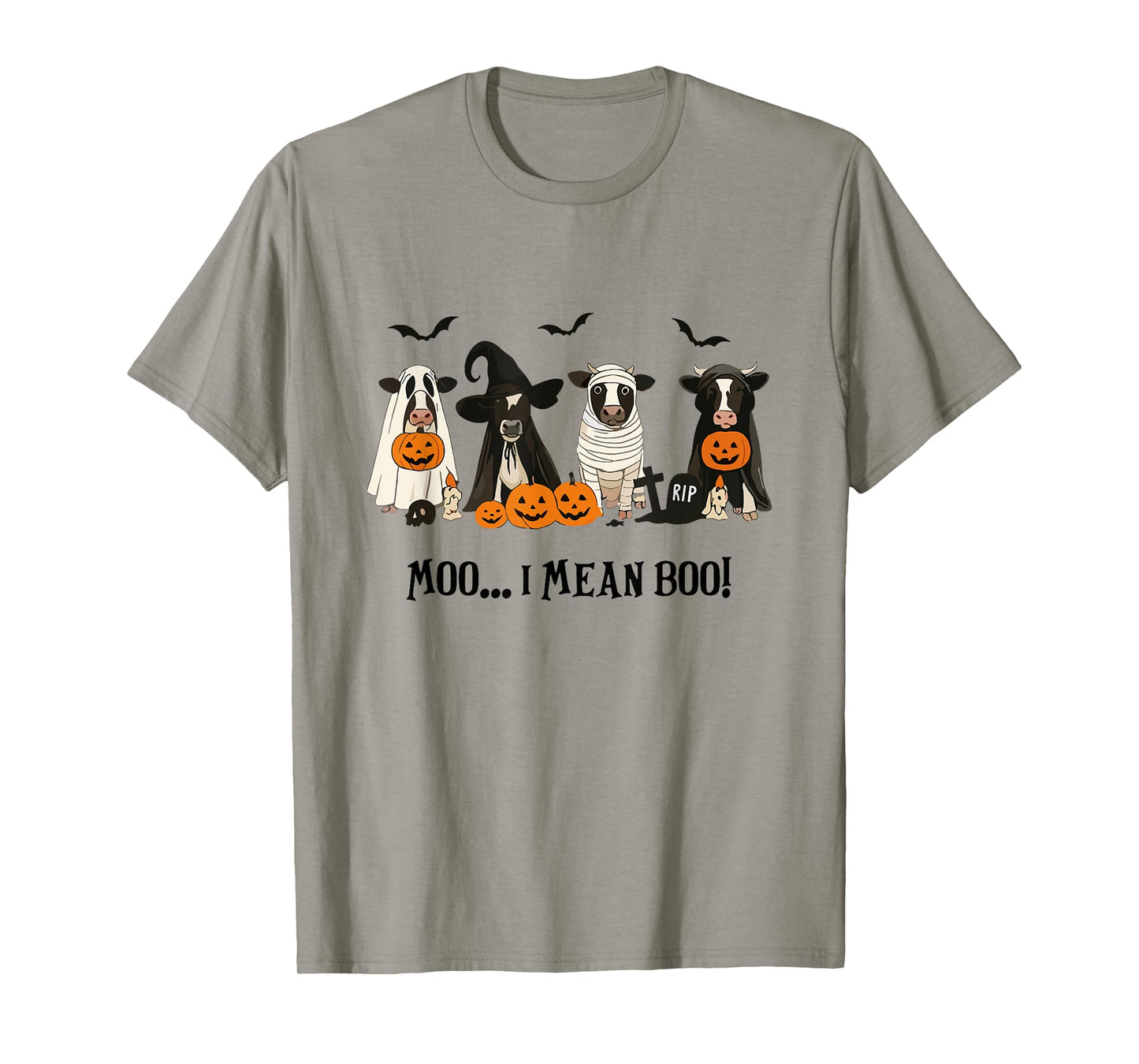 Moo I Mean Boo Cow Fall Halloween Ghost Cow Farm Lover Women T-Shirt