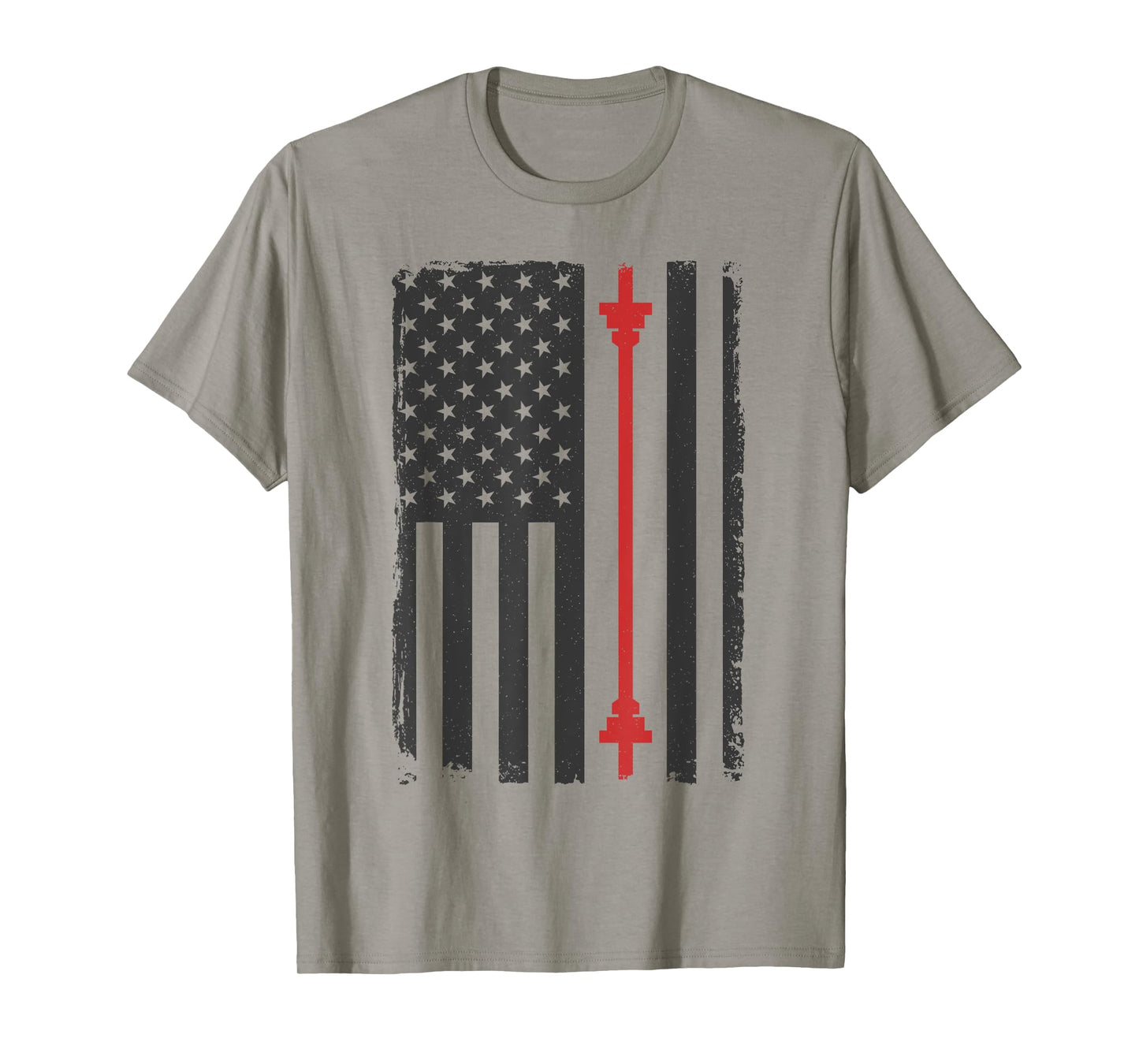 Barbell American Flag Gym Workout Tee USA Motivation Fitness T-Shirt
