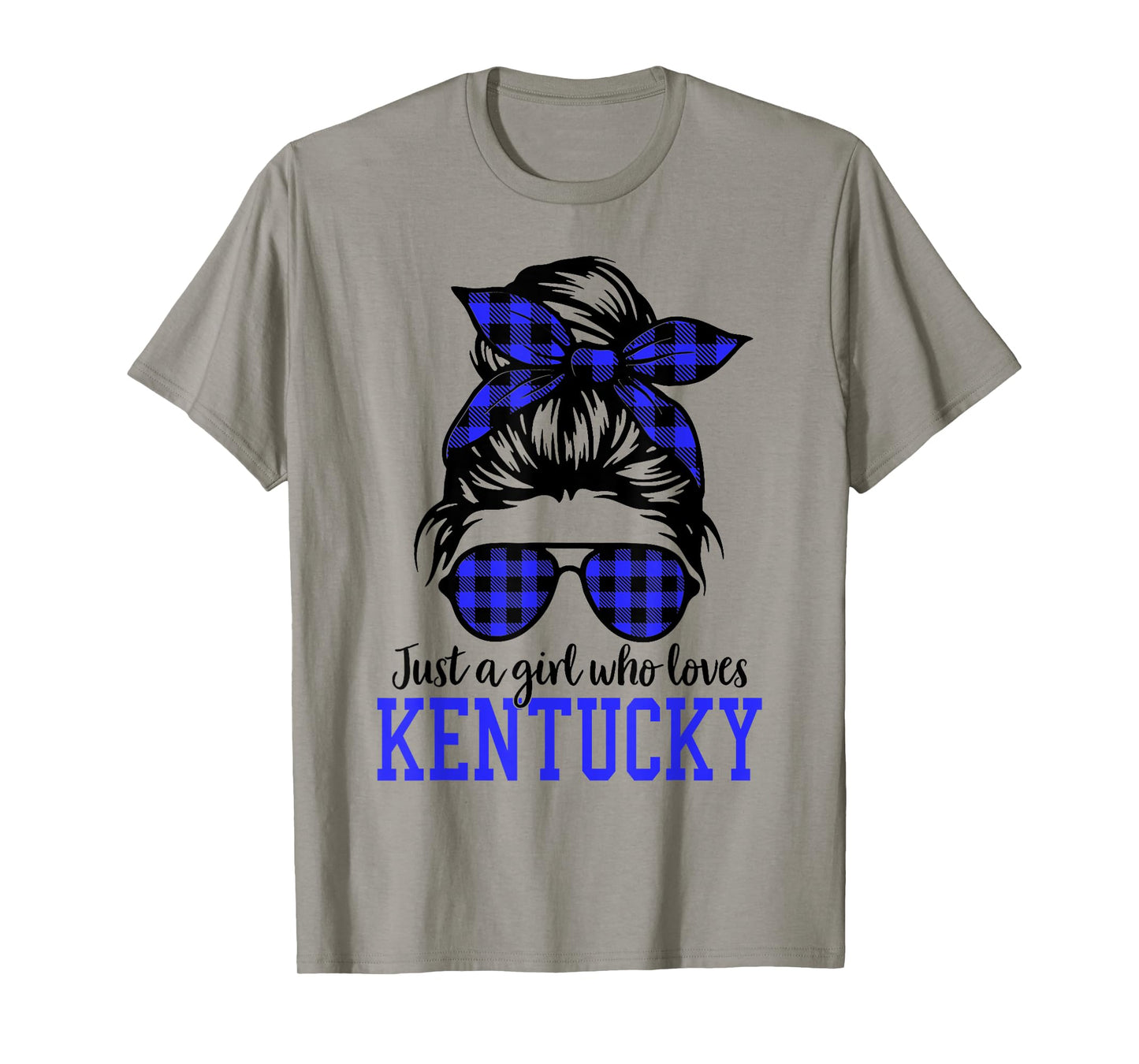 Kentucky Women Girls Messy Bun Hair, Kentucky State Pride T-Shirt