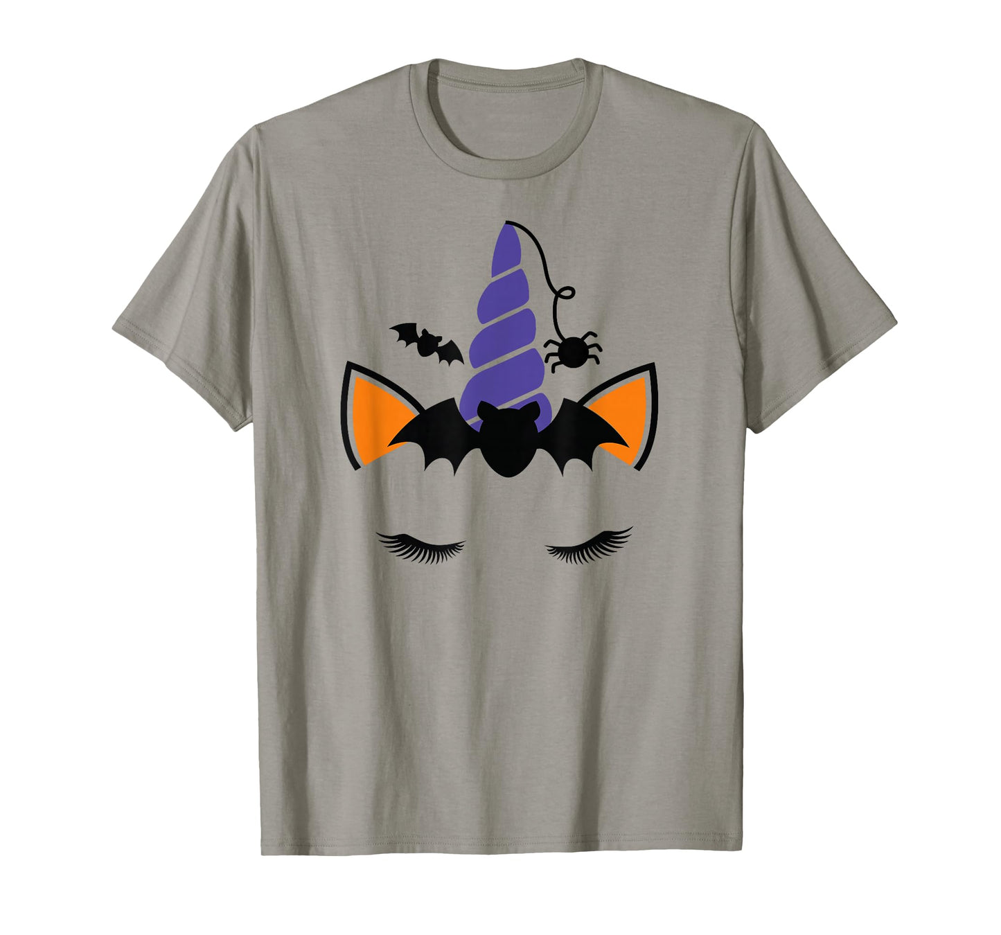 Unicorn Face Eyelashes Bat Spider Halloween Costume T-Shirt