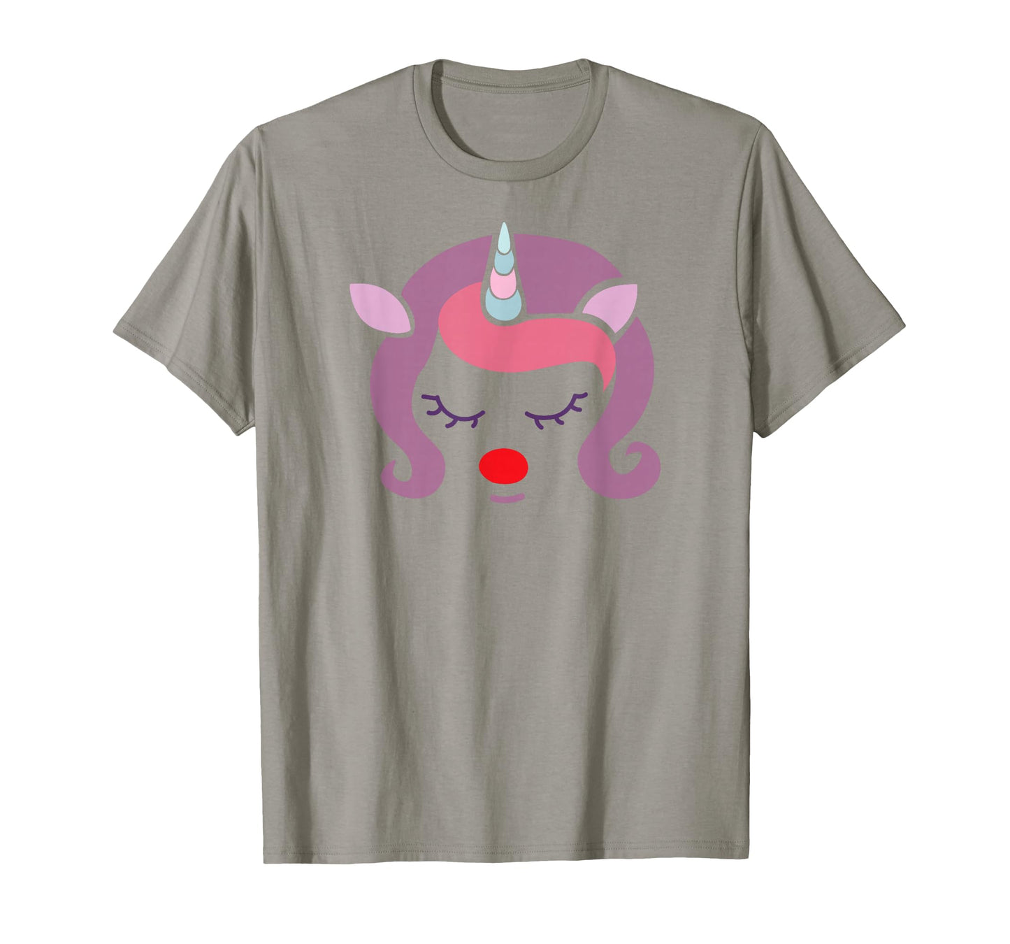 Unicorn Face Cute Christmas Santa Reindeer Funny T-Shirt