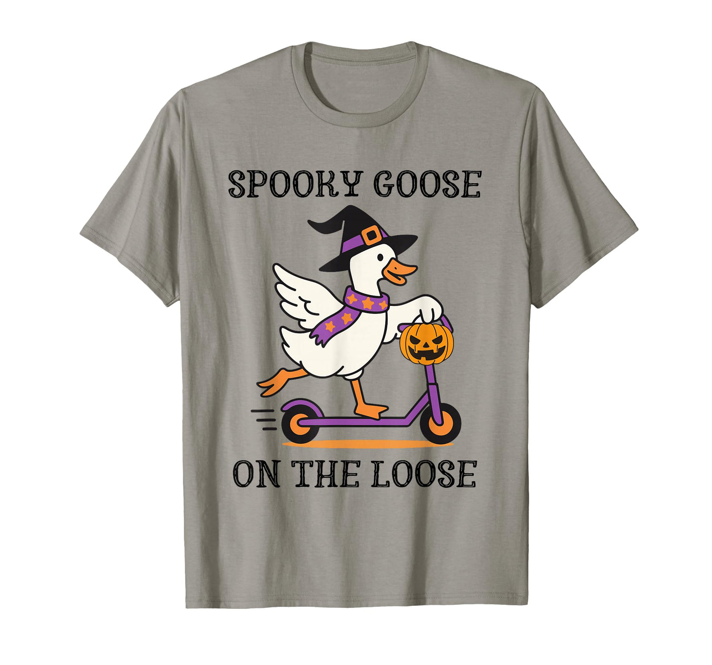 Spooky Goose On The Loose Witch Silly Goose Animal Halloween T-Shirt