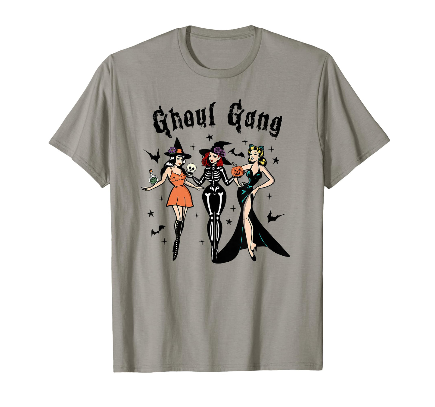 Ghoul Gang Retro Pin Up Halloween Witches Party Men Women Kids T-Shirt