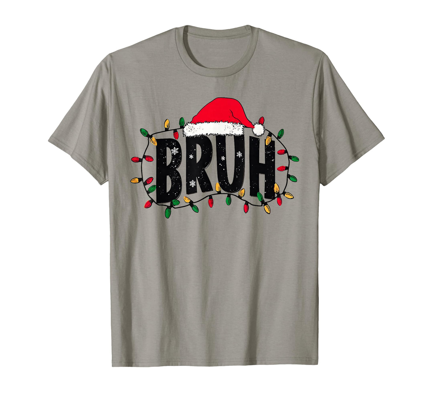 Bruh Christmas Lights Red Santa Hat Xmas Family Men Women T-Shirt