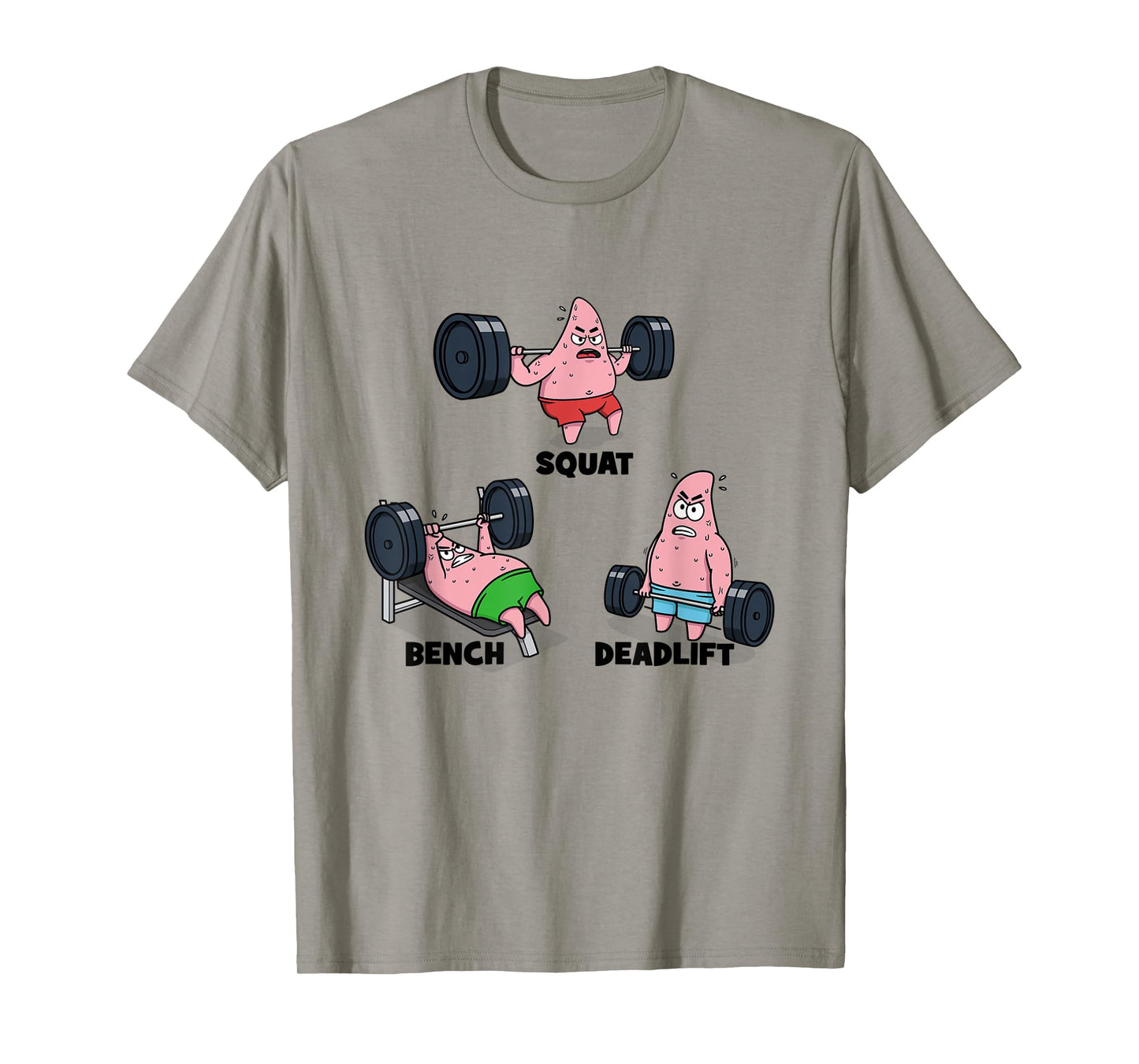 Patrick - Squat, Bench, Deadlift, Funny Cartoon Powerlifting T-Shirt