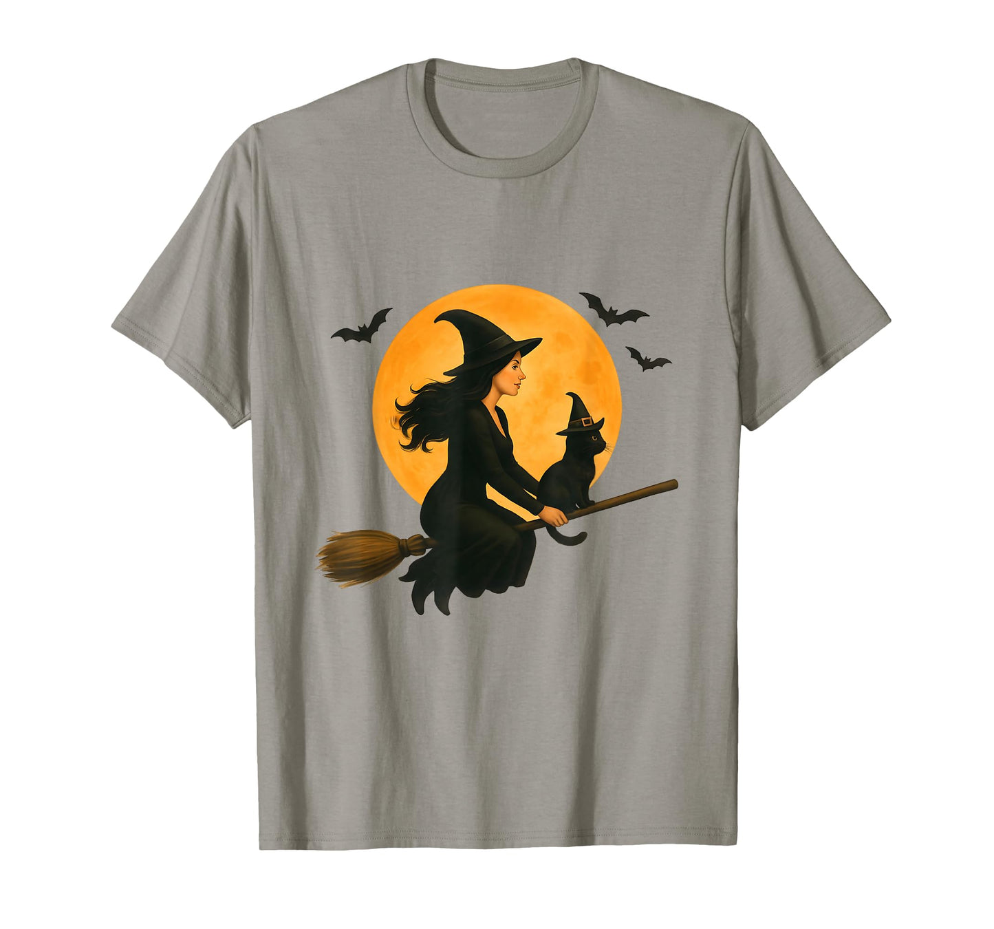 Cute Cat Black Kitten and Witch for Halloween Costume Party T-Shirt