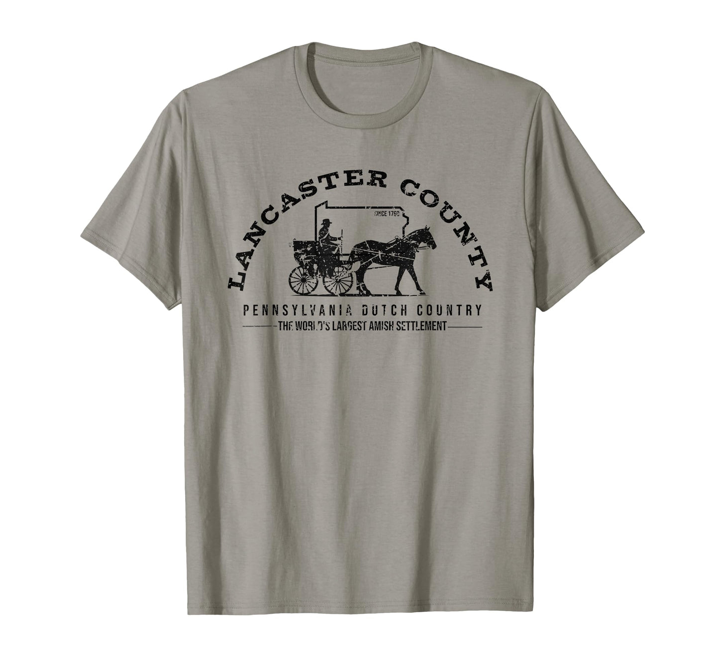 Honor the Amish Tees & Apparel Unisex-Amish Themed Retro Vintage Crew Neck Grey T-Shirt - Small
