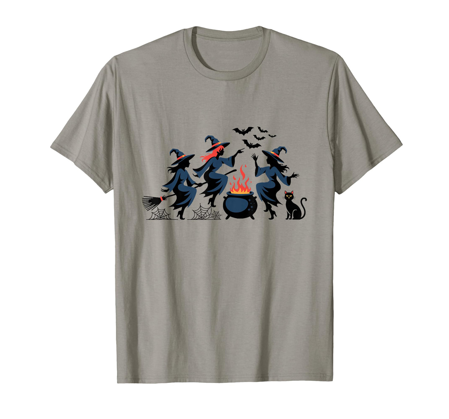 Salem Witch Halloween Black Cat Witch Broom Witch Club Women T-Shirt