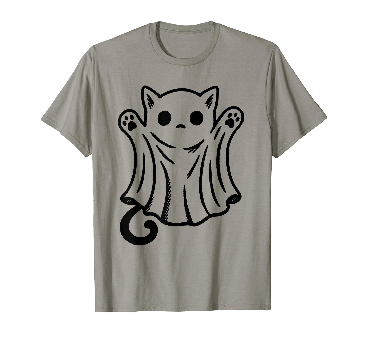 Ghost Cat Meme Funny Halloween Men Women Kids T-Shirt