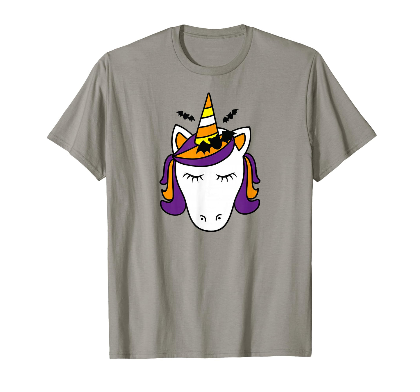 Unicorn Face Eyelashes Bat Spooky Cute Halloween Costume T-Shirt