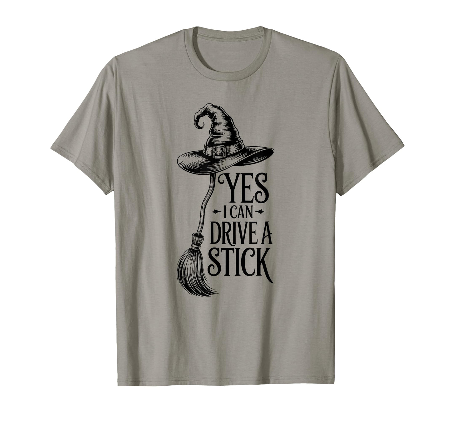 Halloween I Can Drive A Stick Funny Vintage Witch Men Women T-Shirt