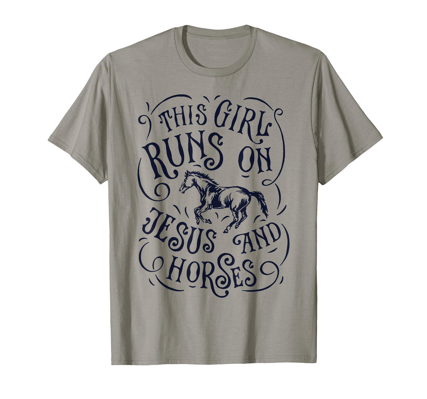 This Girl Runs On Jesus And Horses Horse Riding T-Shirt