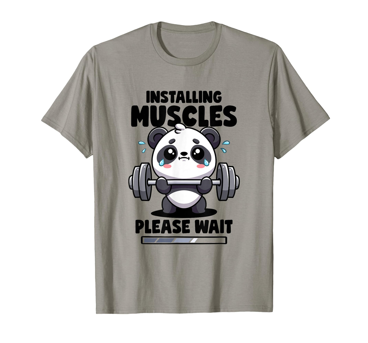 Installing Muscles Please Wait Panda Lifting Gym Quote Panda T-Shirt