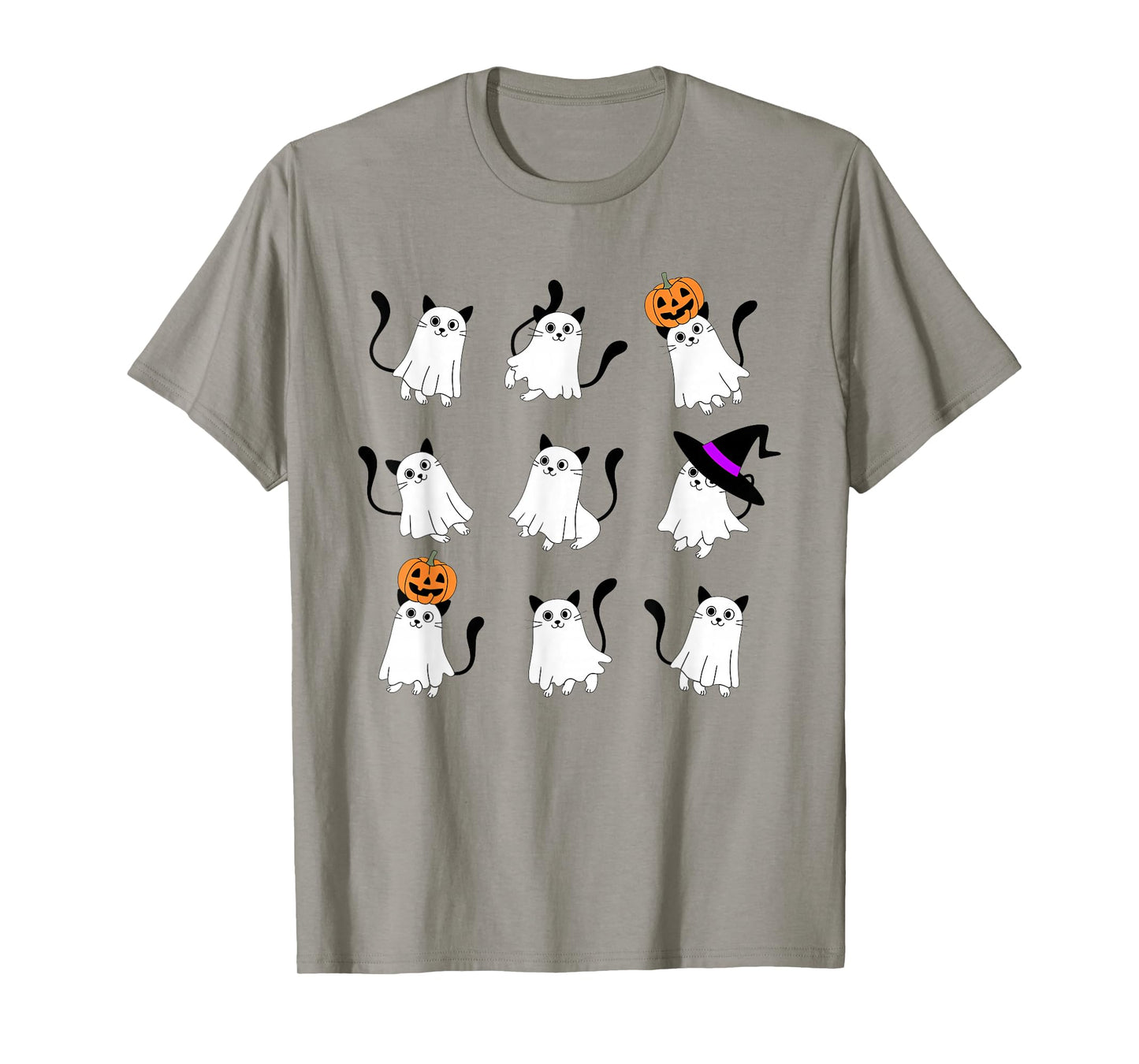 Cute Ghost Cat Funny Halloween Outfit Costumes Black Cat T-Shirt