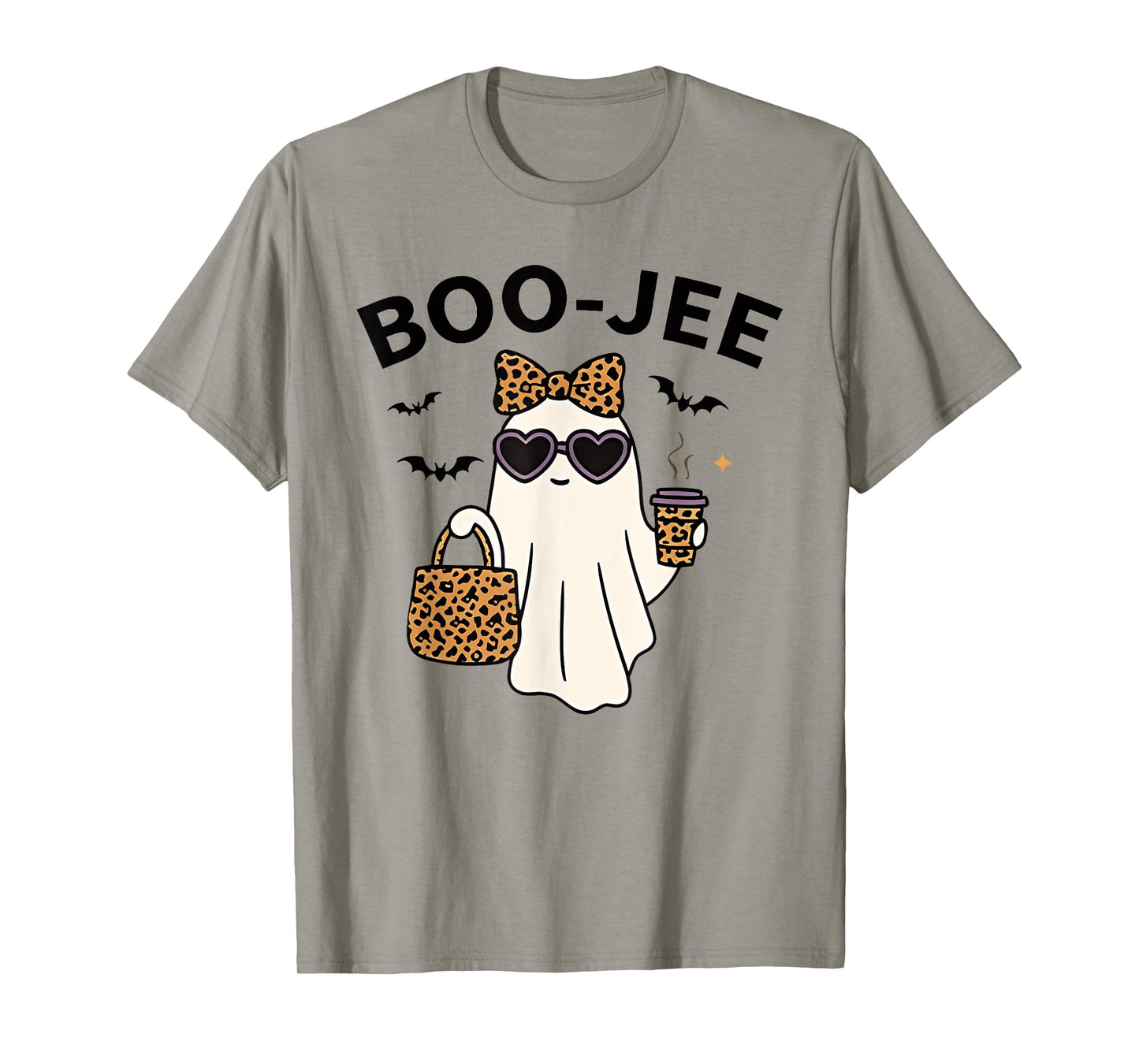 Coquette Leopard Ghost Coffee Boo-JEE Halloween Boujee Ghost T-Shirt