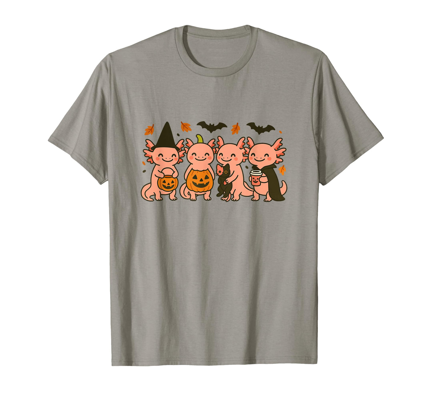 Fall Axolotl Halloween Witch Axolotl Trick or Treat Pumpkin T-Shirt