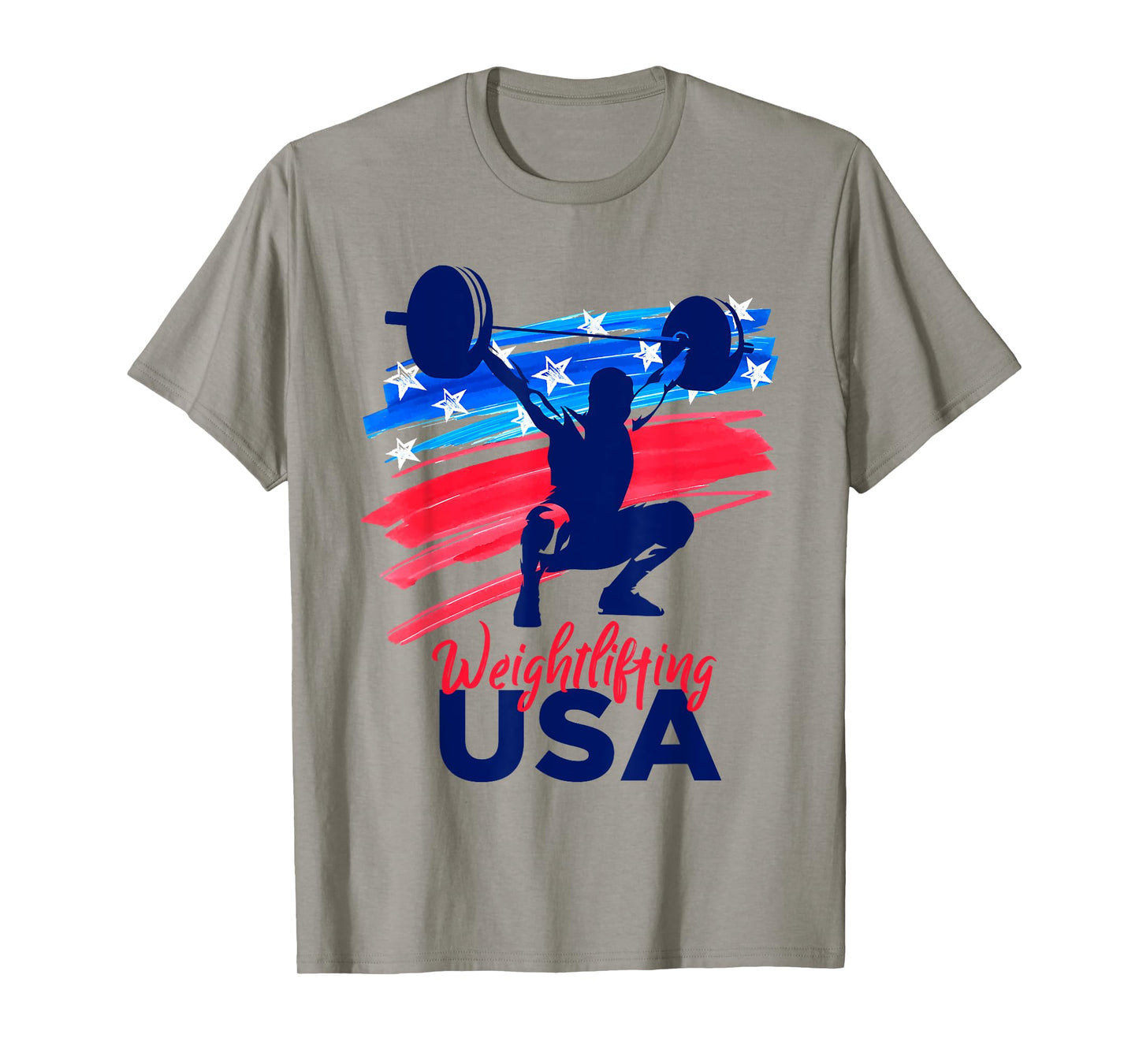 Weightlifting Support Team Flag USA Weights American T-Shirt